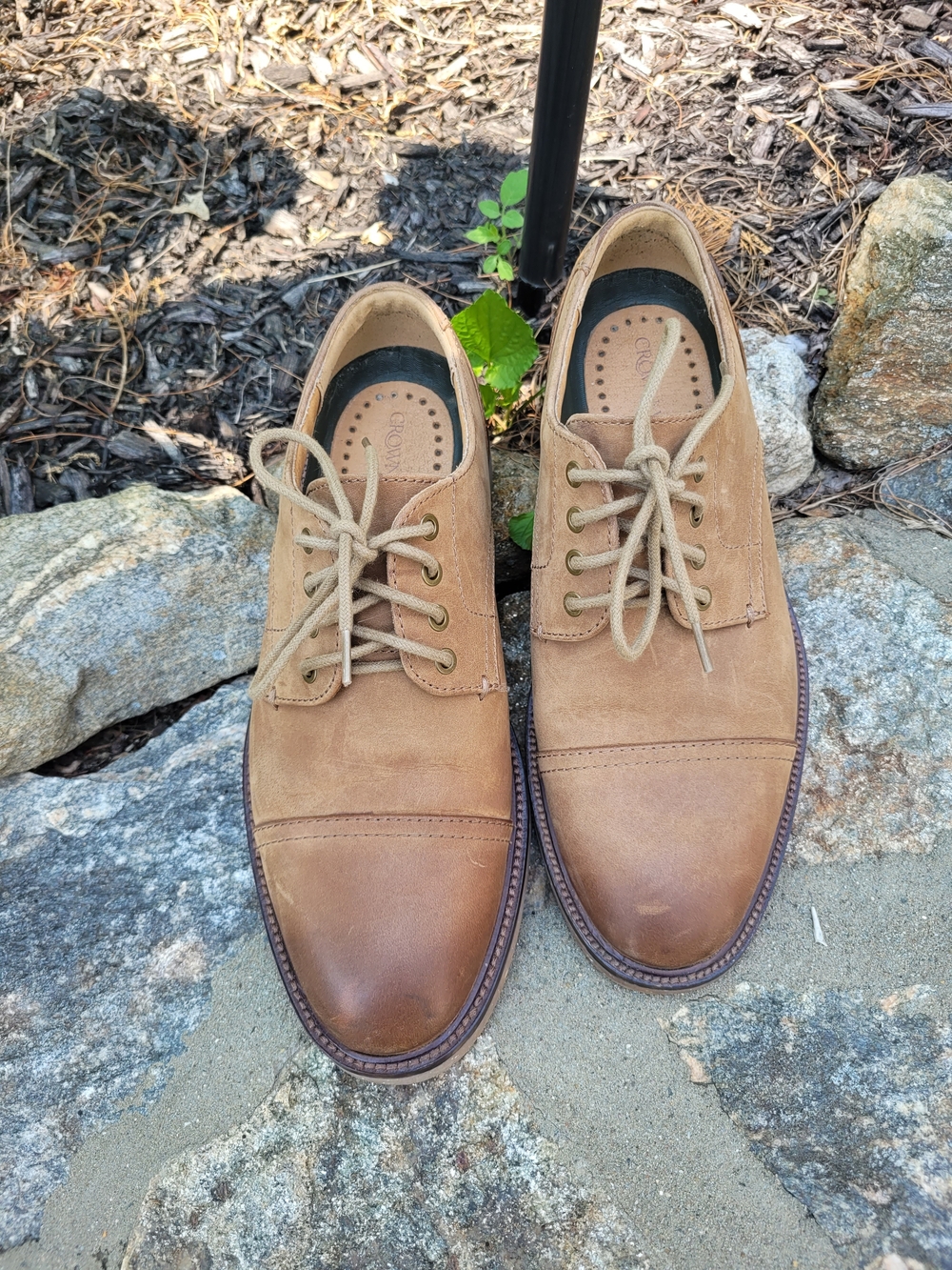 Crown Vintage Brown Leather Lace-Up Oxfords Mens 8.5